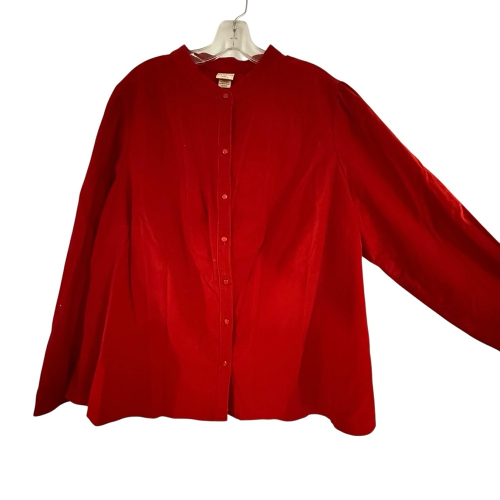 Covington Holiday Red‎ Needlecord Corduroy Button Up Shirt Size 20/22W - Picture 3 of 9